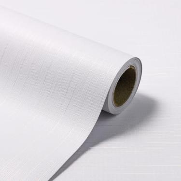 Imagem de Papel de parede de papel de parede dourado branco 39,9 cm x 2,999 cm papel de contato texturizado de linho vintage vinil autoadesivo impermeável papéis de parede removíveis para quarto, sala de estar