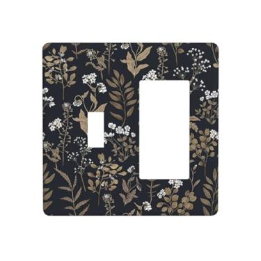 Imagem de Capas de tomada vintage flores silvestres planta 1 interruptor 1 combinação de balancim placa de parede decorativa placa de interruptor elétrico placa de cobertura de interruptor de luz para banheiro