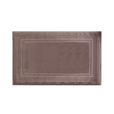 Imagem de Tapete de banho 100% algodão, antiderrapante, reversível, macio, absorvente e lavável à máquina, tapete de banheiro fofo para banheira, tapete de chuveiro macio e desgrenhado (marrom)