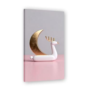 Imagem de NHLDZYH Moldura interna. Pintura em tela de Natal escandinavo Geometria minimalista Ouro escovado em rosa empoeirado Moderno Imagem de parede festiva. A49. 30 x 54 cm - 11,8 x 21,2 polegadas