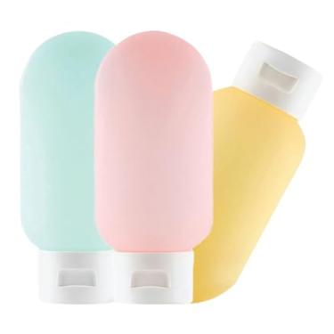 Imagem de Kit Viagem Frascos Plástico 60ml Para Shampoo Creme Sabonete 3 Peças Compacto e Prático