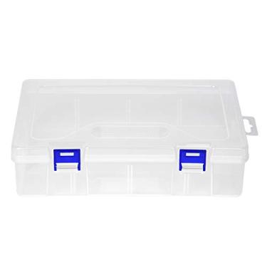 Imagem de D306 Caixa de armazenamento de plástico transparente Organizador de joias Ferramentas de hardware Recipiente Transparente e resistente Estojo de armazenamento portátil para (botão azul)