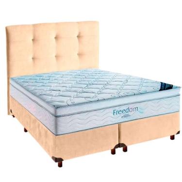 Imagem de Cama Box Perola + Colchão Queen Freedom Ortobom + Cabeceira