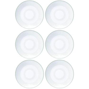 Imagem de Jogo 6 Pratos Fundos Tramontina em Porcelana Branca Decorada 21cm Lineare Mesa Posta Sopa Caldos