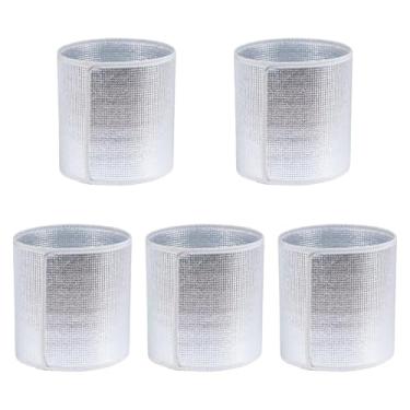 Imagem de RNXRZANK Conjunto de 5 Protetoras para Plantas de Pátio, Reutilizáveis ​​para Vasos, Protetores de Jardineiras, Colares de Folha de Alumínio, Desig, L