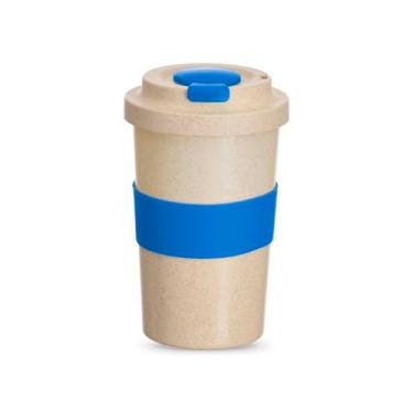 Imagem de Copo Ecológico de Fibra de Bambu e PP 450ml | Sustentável, Reutilizável com Pegador e Proteção de Bico em Silicone | Leve e Antivazamento (Azul)