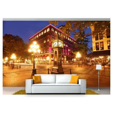 Imagem de Papel De Parede Cidade Relógio Luzes Praça 3D Ncd163 - Você Decora