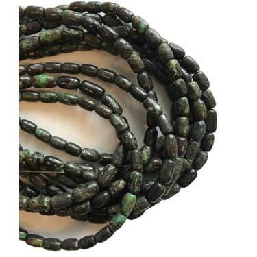 Imagem de Lady Works Fio de pedra natural turquesa verde de 33 cm, contas lisas de barril de 8-10 x 6 mm para fazer joias DIY | Beads_04548
