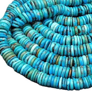 Imagem de Lady Works Fio de pedra natural Arizona Turquesa de 33 cm, contas lisas de pneu de 12 mm para fazer joias DIY | Beads_01977