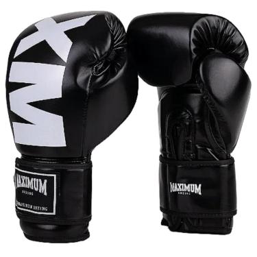 Imagem de Luva de Boxe Maximum MXM Preto e Branco Iniciante Muay Thai Kickboxing-Unissex
