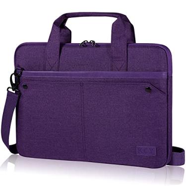 Imagem de KCY Capa para laptop de 14 a 15,6 polegadas, bolsa de ombro à prova d'água compatível com MacBook Pro 15,4 polegadas 16 polegadas, Surface Laptop Book 3/2, Acer/HP/DELL/XPS 15,6 Chromebook Slim Carrying Briefcase Roxa