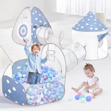 Imagem de Kids Play Tent with Tunnel and Ball Pit for Kids, Boys, Girls, Babies and Toddlers, Indoor Outdoor Playhouse