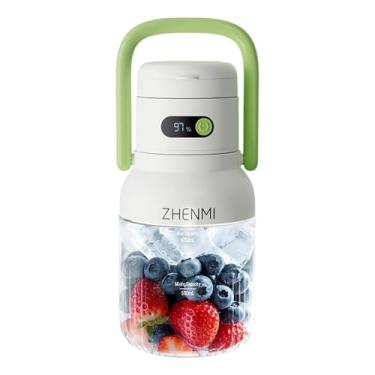Imagem de ZHENMI Liquidificador portátil, liquidificador pessoal para smoothies e batidos, sem fio, recipiente de 945 ml sem BPA, tampa à prova de vazamento com bico de gole, recarregável USB-C, peças fáceis de