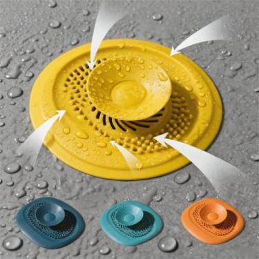 Imagem de Coador de ralo de pia de cozinha, tampa de drenagem quadrada tipo pressão, tampa de pia antiodor antientupimento para cozinha, banheiro, lavanderia com várias cores