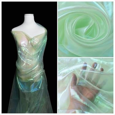 Imagem de Tecido de organza transparente iridescente - 3,3 jardas de comprimento, 149 cm de largura para bricolage, artesanato de costura, decorações de casamento e festa, tule, gaze, borda decorativa de tecido