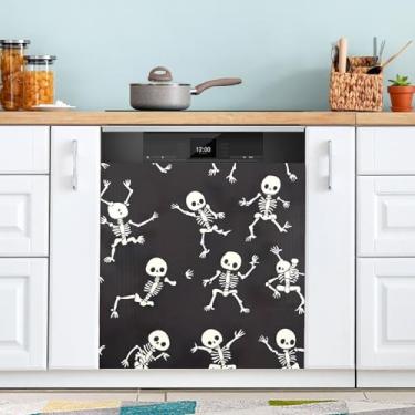 Imagem de ATTX Capa de ímã de esqueleto fofo de desenho animado, 58 cm C x 66 cm A decoração da capa frontal da máquina de lavar louça, decalques de armário doméstico e eletrodomésticos adesivos #22