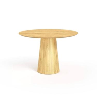 Imagem de Mesa De Jantar Redonda 120cm Scandi 6 Lugares Lamina Natural De Madeira Damasco