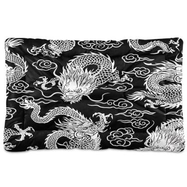 Imagem de SEHANY Cama de dragão vintage para cães e gatos com fundo antiderrapante, caixa de canil, colchão macio para animais de estimação, lavável para cães pequenos, médios e grandes, gatos, 91 x 61 cm