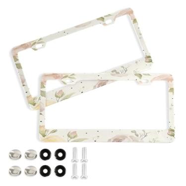 Imagem de SEHANY Molduras de placa de carro rosa dos namorados, capas de moldura de placa de carro de alumínio à prova de ferrugem com orifícios elípticos e parafusos serve para veículos padrão dos EUA tamanho