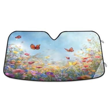 Imagem de ATTX Para-brisas de carro Sea Daisies 144.8 cm x 80.0 cm Protetor solar universal com proteção UV, persiana de janela frontal automática dobrável para caminhões Sedans SUVs #669