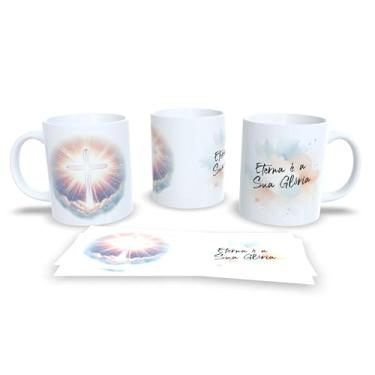 Imagem de Caneca de Cerâmica Branca com Arte Religiosa, Tema Ressurreição, Design Aquarela, Paisagem com Tumba Vazia (17273)