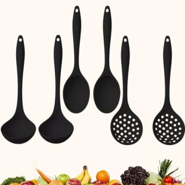 Imagem de Kit 6 Utensílios De Silicone - Escumadeira Concha E Colher