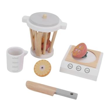 Imagem de RiToEasysports Brinquedos de Liquidificador de Madeira, Acessórios de Cozinha para Crianças Com Cores Vibrantes, Conjunto de Espremedor de Frutas de Madeira de Faia para Cozinhar de Mentira e
