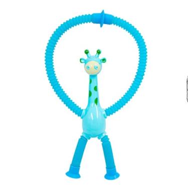 Imagem de Girafa Pop It Brinquedo Sensorial Estica Puxa com Luz Colorida, Ventosas, Plástico e Borracha, 19-40cm, 40g, Alívio de Estresse