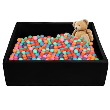 Imagem de TRENDBOX Poço de bola extra grande 120 x 120 x 35 cm bolas de espuma para crianças pequenas bolas não incluídas - preto