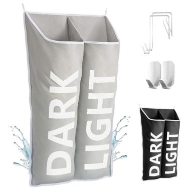 Imagem de DONAQ Saco de cesto de roupa suja para pendurar – Sacos de armazenamento para economizar espaço na porta – Cestos atrás da porta para roupas sujas – Cesta montada na parede para banheiro – Organizador