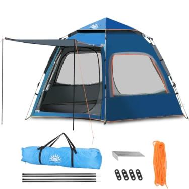 Imagem de Barraca De Camping Automática Rápida Acomoda 6-8 Pessoas Com Varanda, 280x280x160cm (Azul)