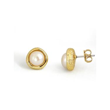 Imagem de Altitude Boutique Brincos AAA de pérolas de água doce | Pérolas cultivadas genuínas de 8 mm com banhado a ouro 14K ou ródio | Pinos auriculares de aço inoxidável hipoalergênicos | Joias minimalistas