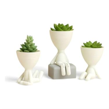 Imagem de Kit 3 Vasos Mini Vasinho Plantas Cactus Suculentas decoração de casa Vaso de Plásico com 8cm(Branco)