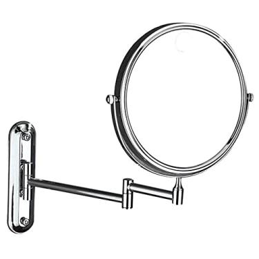 Imagem de LMJYU Espelho de maquiagem Espelho de penteadeira de banheiro, espelho de beleza todo de cobre montado na parede, espelho de maquiagem, ampliação telescópica dobrável, espelho cosmético de dupla face