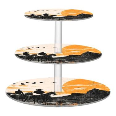 Imagem de CEBUGI Suporte de cupcake de 3 camadas, suporte redondo para bolos, torre, bandeja de servir em camadas de acrílico para festas de chá, chá de bebê, casamento e mais