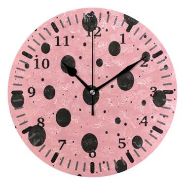 Imagem de CEBUGI 1 relógio de parede com pontos pretos, 1 relógio redondo operado por bateria, relógios de parede silenciosos sem tique-taque para cozinha, banheiro, quarto, escritório, decoração 25,4 cm