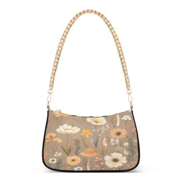 Imagem de CEBUGI Bolsas transversais femininas bolsa de ombro flores bolsa clutch elegante com alça de corrente