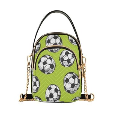 Imagem de CEBUGI Bolsa tiracolo feminina clutch bolsa de telefone bola de futebol elegante bolsa de ombro com alça de corrente removível