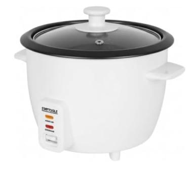 Imagem de Panela de Arroz Elétrica 1,3L, 400W, 127V, Branca, com Tampa de Vidro, Revestimento Antiaderente, Inclui Colher e Copo Medidor