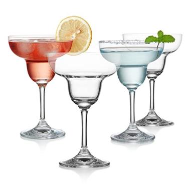 Imagem de KING CRYSTAL Conjunto de 4 copos Margarita grandes, copos de coquetel de 255 g com haste Vidro de cristal para margaritas congeladas, martini, misturar coquetéis | Copos de coquetel clássicos para
