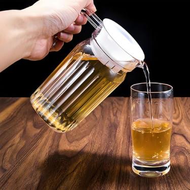 Imagem de Jarra de plástico com tampa livre de BPA para bebidas ecológicas para suco de limonada quente/frio, chaleira gelada, 500 ml