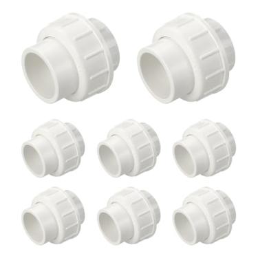 Imagem de DTGN 4 peças de encaixe de tubulação de união de PVC de 2,5 cm, SCH40 (soquete x soquete) Adaptador de acoplamento de união deslizante de PVC para conexão de tubo, extensão de mangueira, branco