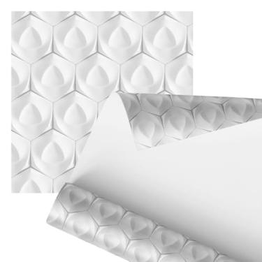 Imagem de papel de parede Decorativo, Formato Hexagonal com Efeito Circular, Branco, para Parede 2,80