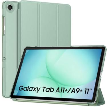 Imagem de MoKo Capa para Galaxy Tab A11+ Plus/A9+ 28 cm 2025/2023, capa protetora inteligente de suporte fino com capa traseira translúcida de policarbonato rígido para tablet Galaxy Tab A11+/A9 Plus, despertar
