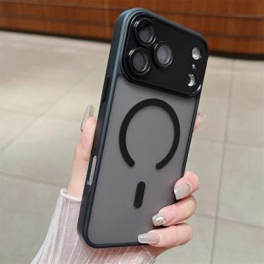 Imagem de SFDSUH Capa protetora fosca com carregamento sem fio magnético para iPhone 16e, à prova de choque e resistente a impactos (Preta)