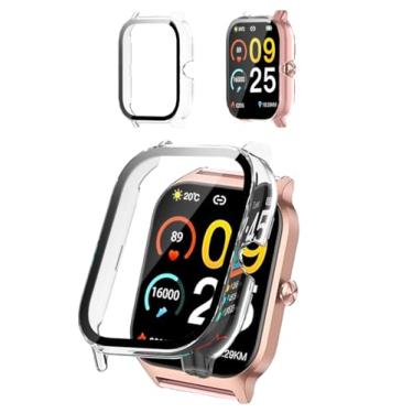 Imagem de Arxonis Capa protetora compatível com smartwatch Liufiueq P125 de 4,7 cm, capa rígida de policarbonato e protetor de tela de vidro temperado 9H - à prova de choque, resistente a arranhões, cobertura