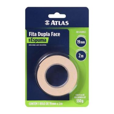 Imagem de Rolo Fita Adesiva Dupla Face 19Mmx2M Espuma Forte Fixação - Atlas