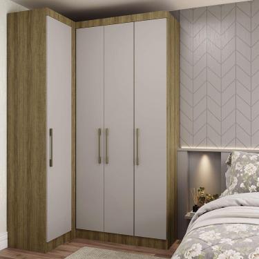 Imagem de Guarda Roupa De Canto 2 Peças 4 Portas Paris Luciane Móveis Avelã Pf-cinammon Pf