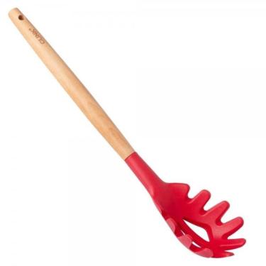 Imagem de Pegador De Massas De Silicone Cabo De Madeira 32 Cm - Vermelho