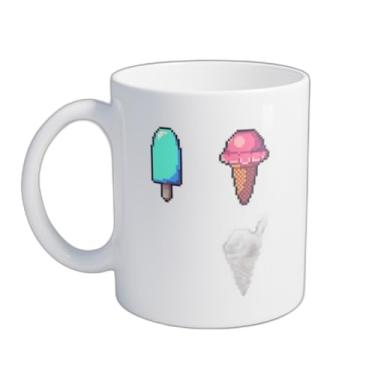 Imagem de Caneca Xícara de Café Porcelana 300ml com Desenho de Gelados em Pixel Art